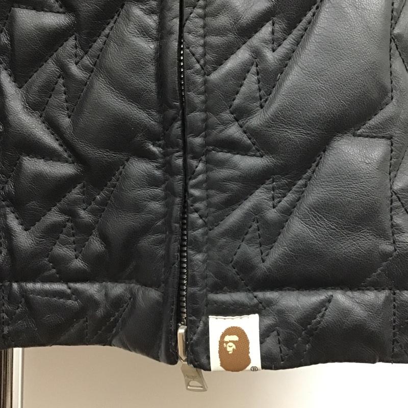 アベイシングエイプ A BATHING APE ジャケット、上着 レザージャケット ダウン XL 無地 黒 / ブラック /  メンズ USED 古着 中古 10102376