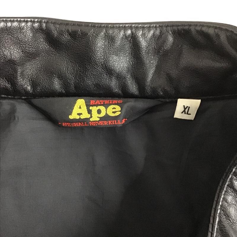 アベイシングエイプ A BATHING APE ジャケット、上着 レザージャケット ダウン XL 無地 黒 / ブラック /  メンズ USED 古着 中古 10102376