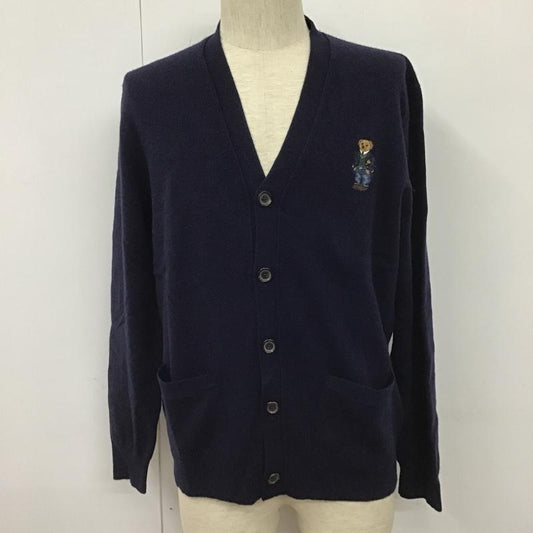ポロバイラルフローレン Polo by RALPH LAUREN カーディガン 長袖 ポロベア M 無地 紺 / ネイビー /  メンズ USED 古着 中古 10102386