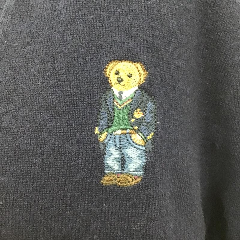 ポロバイラルフローレン Polo by RALPH LAUREN カーディガン 長袖 ポロベア M 無地 紺 / ネイビー /  メンズ USED 古着 中古 10102386