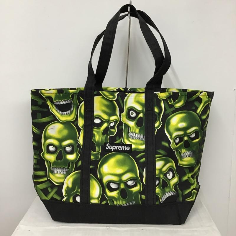 シュプリーム Supreme トートバッグ トートバッグ Skull Pile Denim Tote 18SS ドクロ スカル ロゴ 総柄 黒 / ブラック / X 緑 / グリーン /  メンズ USED 古着 中古 10102451