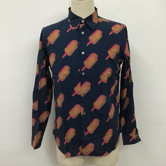ポールスミス Paul Smith シャツ、ブラウス 長袖 PY-CR-66358 長袖シャツ 総柄シャツ カジュアルシャツ M プリント 紺 / ネイビー /  メンズ USED 古着 中古 10102490
