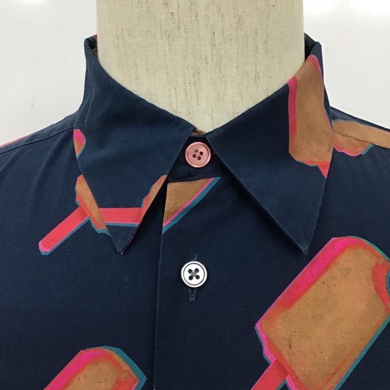 ポールスミス Paul Smith シャツ、ブラウス 長袖 PY-CR-66358 長袖シャツ 総柄シャツ カジュアルシャツ M プリント 紺 / ネイビー /  メンズ USED 古着 中古 10102490
