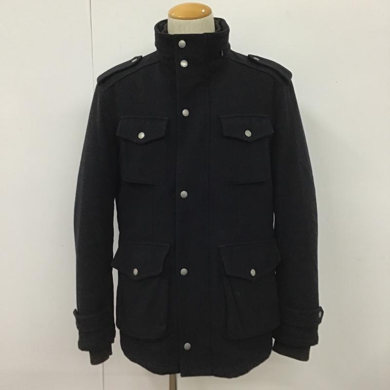バーバリーブラックレーベル BURBERRY BLACK LABEL ジャケット、上着 ジャンパー、ブルゾン ジップアップジャケット M65 アウター ミリタリージャケット LL 無地 黒 / ブラック /  メンズ USED 古着 中古 10102503