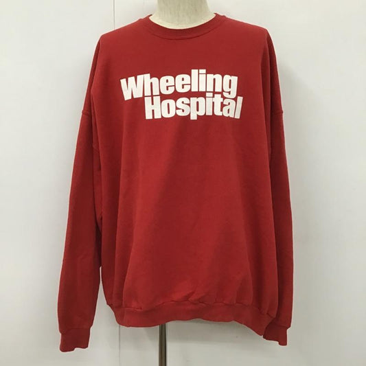 古着 USED トレーナー 長袖 長袖スウェット 長袖トレーナー リブカットソー 長袖カットソー プリントトレーナー ロゴ、文字 赤 / レッド /  メンズ USED 古着 中古 10102514