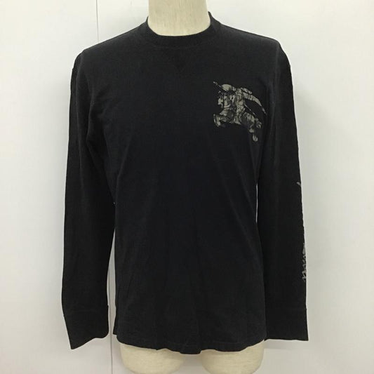 バーバリーブラックレーベル BURBERRY BLACK LABEL カットソー 長袖 BMV25-513-09 ロゴロングスリーブカットソー 長袖Tシャツ クルーネックカットソー 3 ロゴ、文字 黒 / ブラック /  メンズ USED 古着 中古 10102533