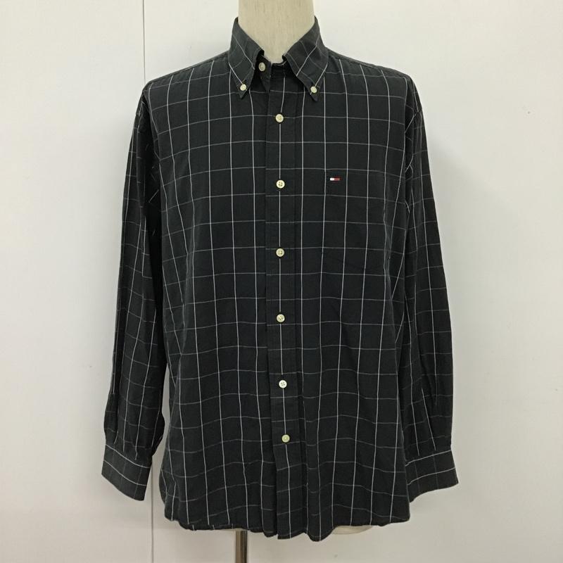 トミーヒルフィガー TOMMY HILFIGER シャツ、ブラウス 長袖 長袖シャツ ボタンダウンシャツ チェックシャツ カラーシャツ チェック 黒 / ブラック /  メンズ USED 古着 中古 10102568