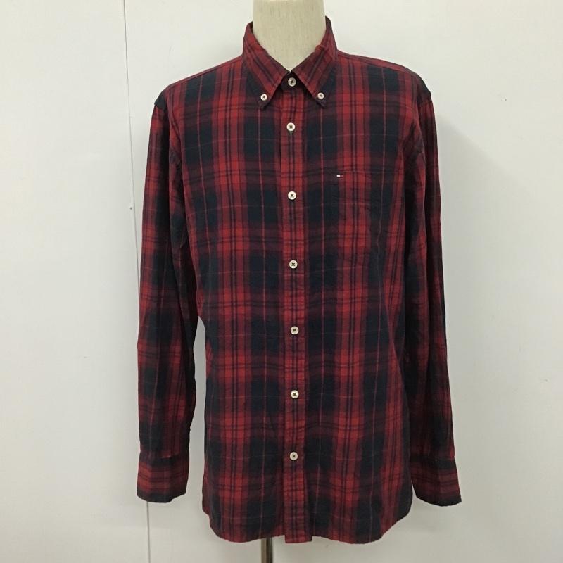 トミーヒルフィガー TOMMY HILFIGER シャツ、ブラウス 長袖 長袖シャツ チェックシャツ ボタンダウンシャツ カジュアルシャツ L チェック 赤 / レッド / X 紺 / ネイビー /  メンズ USED 古着 中古 10102575