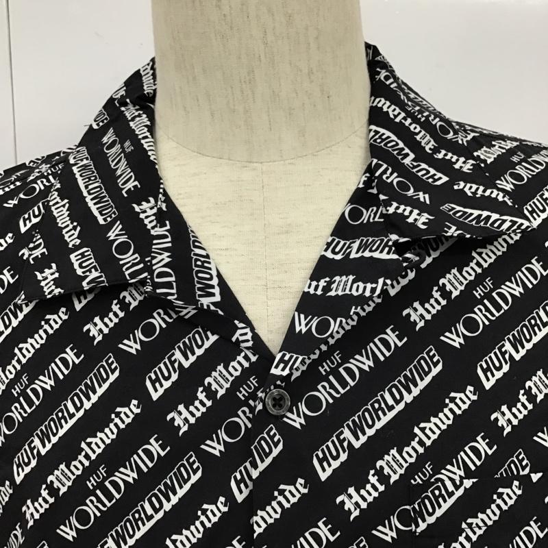 ハフ HUF シャツ、ブラウス 半袖 半袖シャツ カラーシャツ プリントシャツ M ロゴ、文字 白 / ホワイト / X 黒 / ブラック /  メンズ USED 古着 中古 10102614