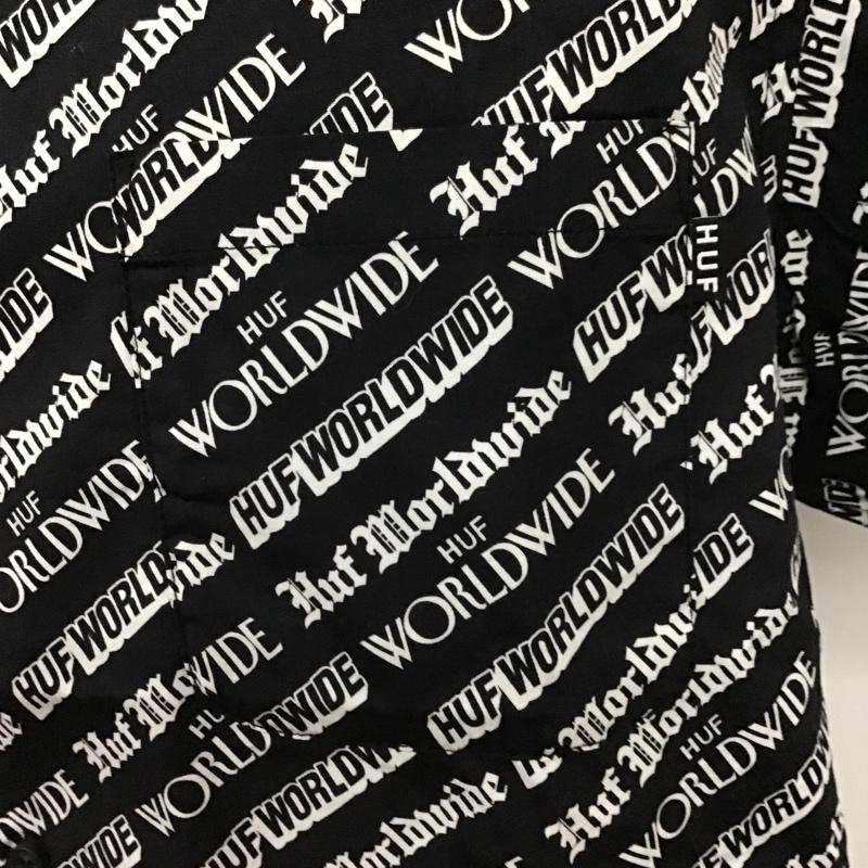 ハフ HUF シャツ、ブラウス 半袖 半袖シャツ カラーシャツ プリントシャツ M ロゴ、文字 白 / ホワイト / X 黒 / ブラック /  メンズ USED 古着 中古 10102614