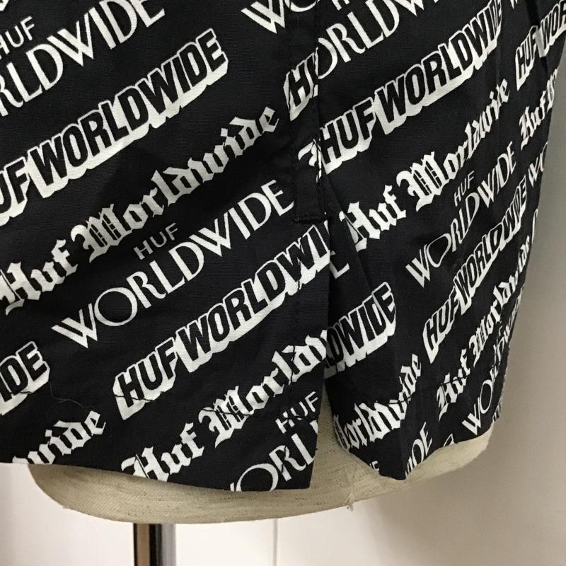 ハフ HUF シャツ、ブラウス 半袖 半袖シャツ カラーシャツ プリントシャツ M ロゴ、文字 白 / ホワイト / X 黒 / ブラック /  メンズ USED 古着 中古 10102614