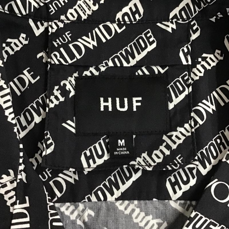 ハフ HUF シャツ、ブラウス 半袖 半袖シャツ カラーシャツ プリントシャツ M ロゴ、文字 白 / ホワイト / X 黒 / ブラック /  メンズ USED 古着 中古 10102614