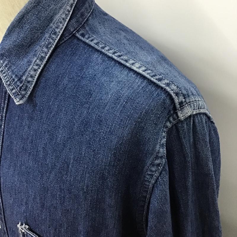 ポスト POST シャツ、ブラウス 長袖 デニムシャツ 長袖シャツ カラーシャツ ポケットシャツ S 無地 インディゴ / インディゴ /  メンズ USED 古着 中古 10102627