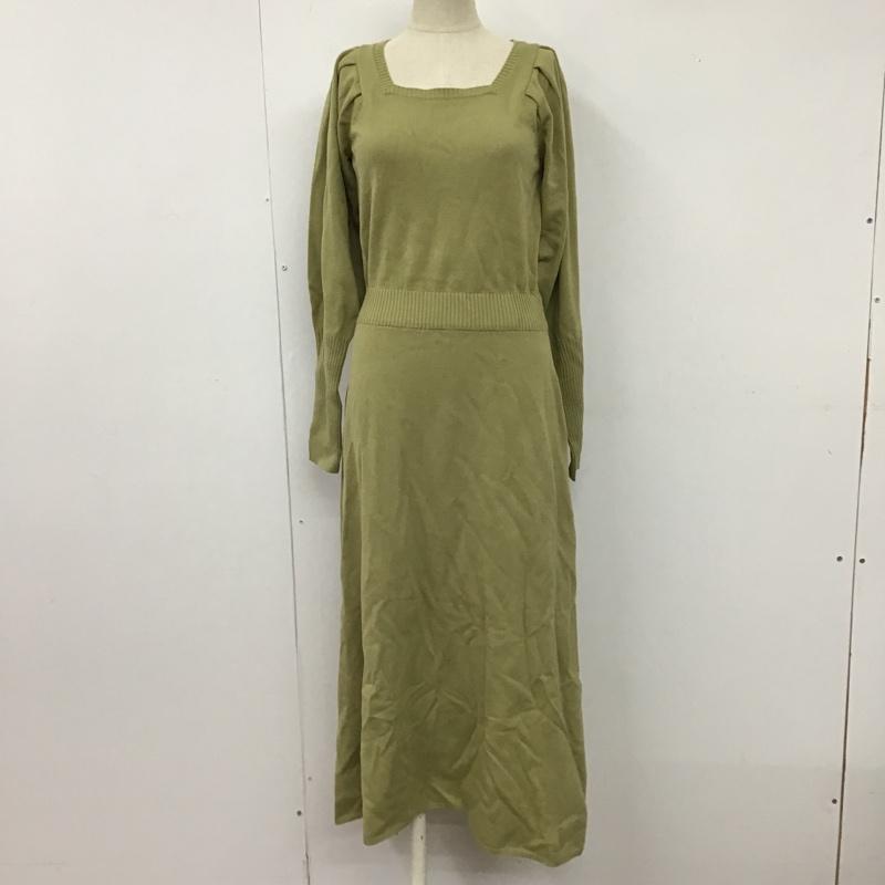アズールバイマウジー AZUL BY MOUSSY ワンピース ロングスカート 250EAC73-509I SQUARENECKKNITONEPIECE ロングワンピース 長袖ワンピース スクエアネック S 無地 緑 / グリーン /  レディース USED 古着 中古 10102659