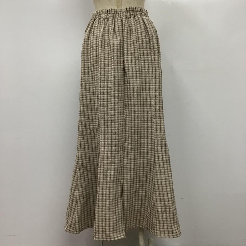 アースミュージックアンドエコロジー earth music&ecology スカート ロングスカート 1C28L1L0100 マーメイドスカート ロングスカート フレアスカート チェックスカート FREE 総柄 X チェック 茶 / ブラウン /  レディース USED 古着 中古 10102660