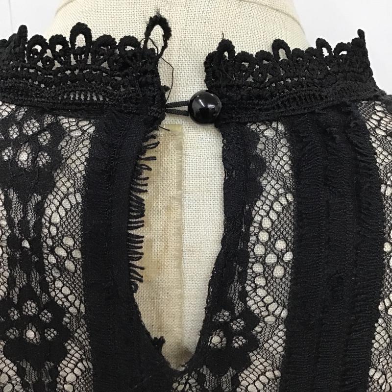 ディーホリック DHOLIC カットソー 長袖 長袖レースカットソー クルーネックカットソー シースルーカットソー 総柄 黒 / ブラック /  レディース USED 古着 中古 10102662