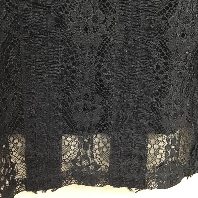 ディーホリック DHOLIC カットソー 長袖 長袖レースカットソー クルーネックカットソー シースルーカットソー 総柄 黒 / ブラック /  レディース USED 古着 中古 10102662