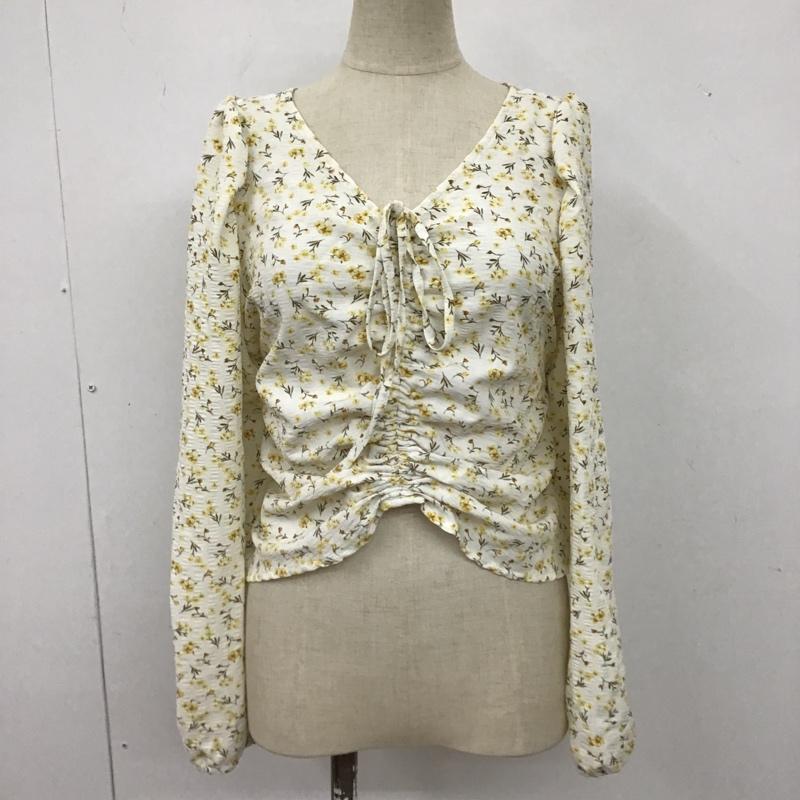 フリーズマート FREE'S MART カットソー 長袖 131-3110014 小花柄フロントドロストブラウス 長袖シャツ ショート丈シャツ FREE 総柄 X 花柄 白 / ホワイト /  レディース USED 古着 中古 10102665