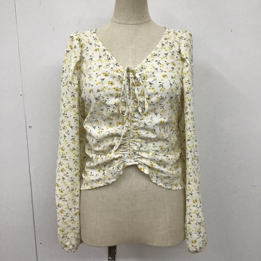 フリーズマート FREE'S MART カットソー 長袖 131-3110014 小花柄フロントドロストブラウス 長袖シャツ ショート丈シャツ FREE 総柄 X 花柄 白 / ホワイト /  レディース USED 古着 中古 10102665