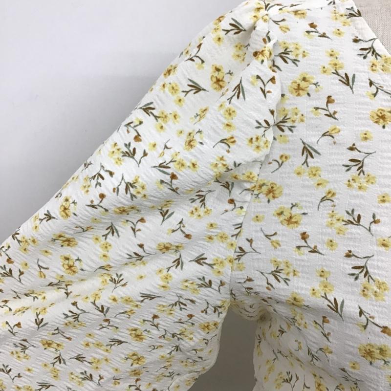 フリーズマート FREE'S MART カットソー 長袖 131-3110014 小花柄フロントドロストブラウス 長袖シャツ ショート丈シャツ FREE 総柄 X 花柄 白 / ホワイト /  レディース USED 古着 中古 10102665