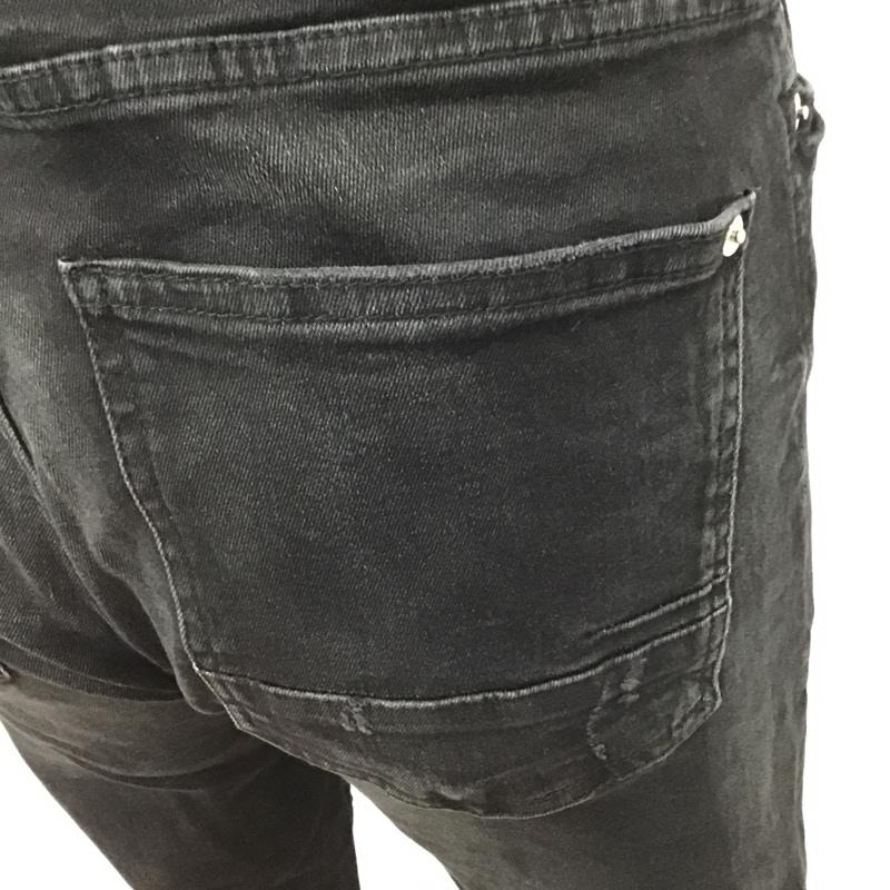 ザラ ZARA パンツ デニム、ジーンズ ダメージ 38 無地 黒 / ブラック /  メンズ USED 古着 中古 10102731