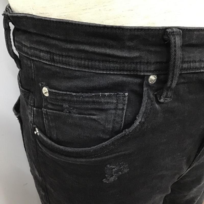 ザラ ZARA パンツ デニム、ジーンズ ダメージ 38 無地 黒 / ブラック /  メンズ USED 古着 中古 10102731