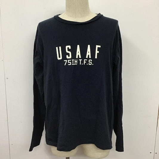 アヴィレックス AVIREX カットソー 長袖 6113477 長袖Tシャツ ロングスリーブカットソー プリントTシャツ XXL ロゴ、文字 紺 / ネイビー /  メンズ USED 古着 中古 10102854