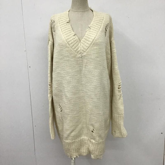 ジーナシス JEANASIS ニット、セーター 長袖 JS063891CF FREE 無地 白 / ホワイト /  レディース USED 古着 中古 10102883