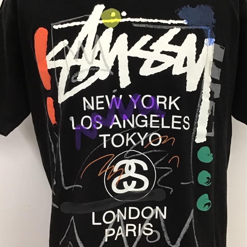 ステューシー STUSSY Tシャツ 半袖 プリント ロゴ M プリント 黒 / ブラック /  メンズ USED 古着 中古 10102930