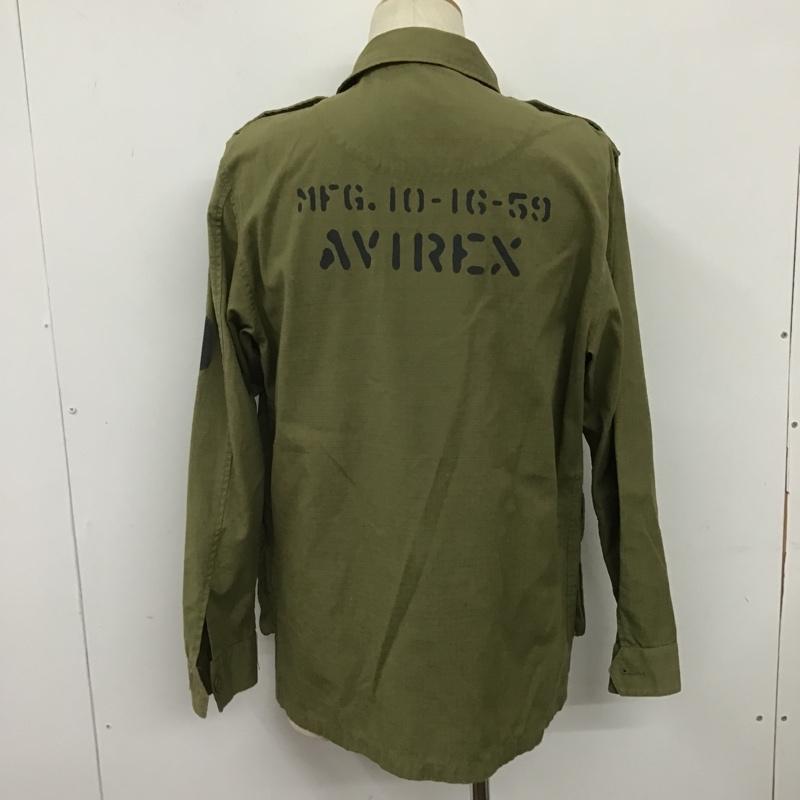 アヴィレックス AVIREX シャツ、ブラウス 長袖 ミリタリーシャツ L 無地 カーキ / カーキ /  メンズ USED 古着 中古 10102954