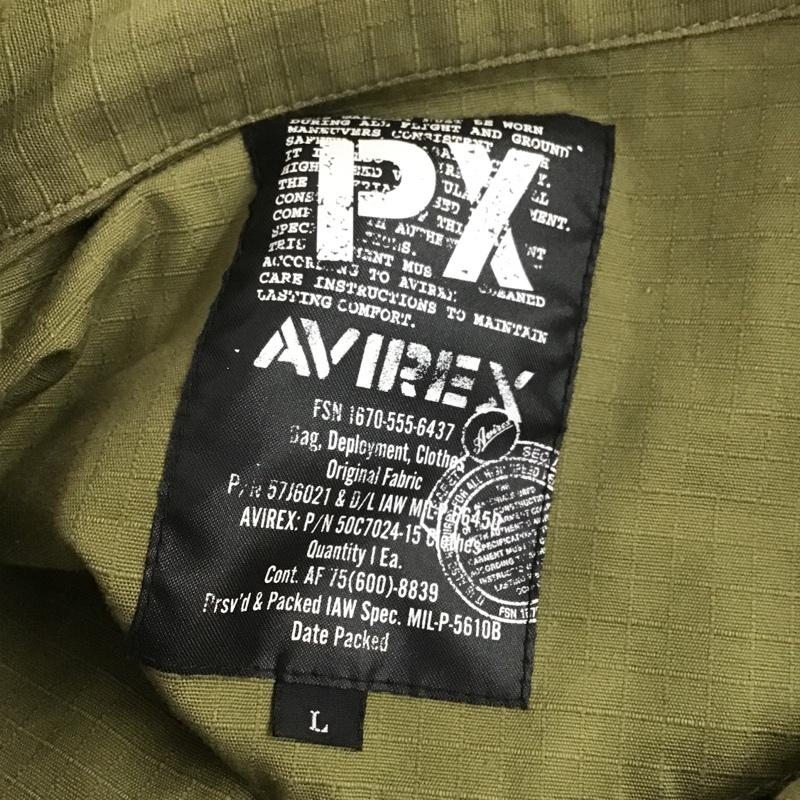 アヴィレックス AVIREX シャツ、ブラウス 長袖 ミリタリーシャツ L 無地 カーキ / カーキ /  メンズ USED 古着 中古 10102954
