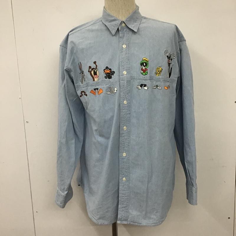 古着 USED シャツ、ブラウス 長袖 M 無地 水色 / ライトブルー /  メンズ USED 古着 中古 10102961