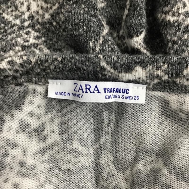 ザラ ZARA TRAFALUC カットソー 長袖 長袖ニットカットソー クルーネックカットソー セーター 総柄 S 総柄 白 / ホワイト / X 黒 / ブラック /  レディース USED 古着 中古 10102975