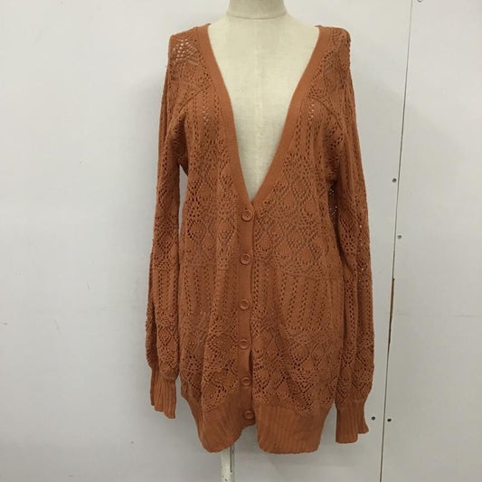 マウジー MOUSSY カーディガン 長袖 0104SA70-0590 レースロングカーディガン 長袖ニットカーディガン ボタン前開カーディガン FREE 無地 橙 / オレンジ /  レディース USED 古着 中古 10102986