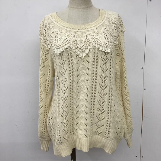 アースミュージックアンドエコロジー earth music&ecology ニット、セーター 長袖 10133CB1230 レース&ケーブル ニット 長袖プルオーバー 長袖セーター 34 総柄 白 / ホワイト /  レディース USED 古着 中古 10102988