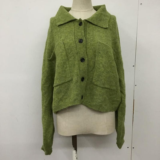 ダブルクローゼット w closet カーディガン 長袖 332488 襟付きビックポケットショートカーディガン 長袖ニットカーディガン セーター FREE 無地 緑 / グリーン /  レディース USED 古着 中古 10102990