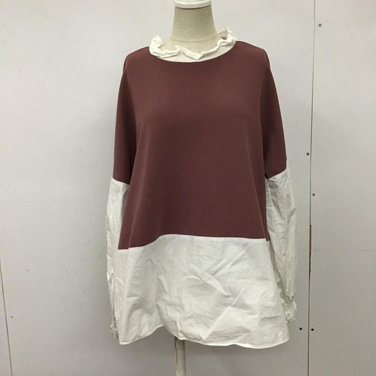 ザラ ZARA カットソー 長袖 長袖カットソー フリルカラーカットソー 切り替えロングスリーブカットソー L 無地 白 / ホワイト / X 桃 / ピンク /  レディース USED 古着 中古 10102994