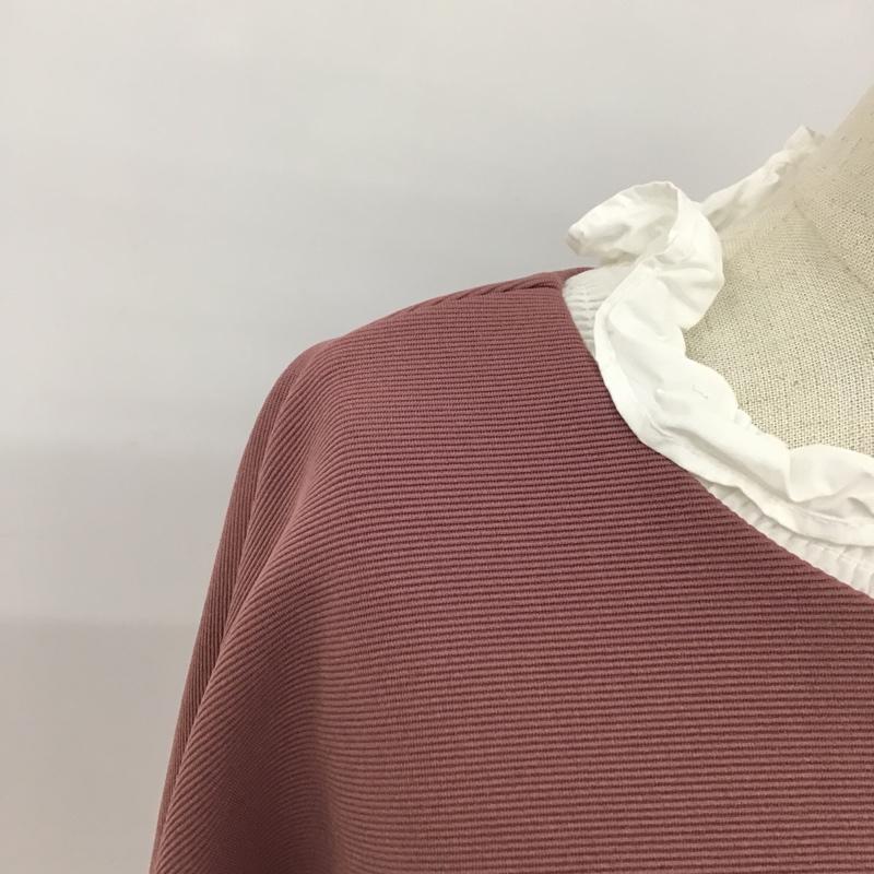 ザラ ZARA カットソー 長袖 長袖カットソー フリルカラーカットソー 切り替えロングスリーブカットソー L 無地 白 / ホワイト / X 桃 / ピンク /  レディース USED 古着 中古 10102994