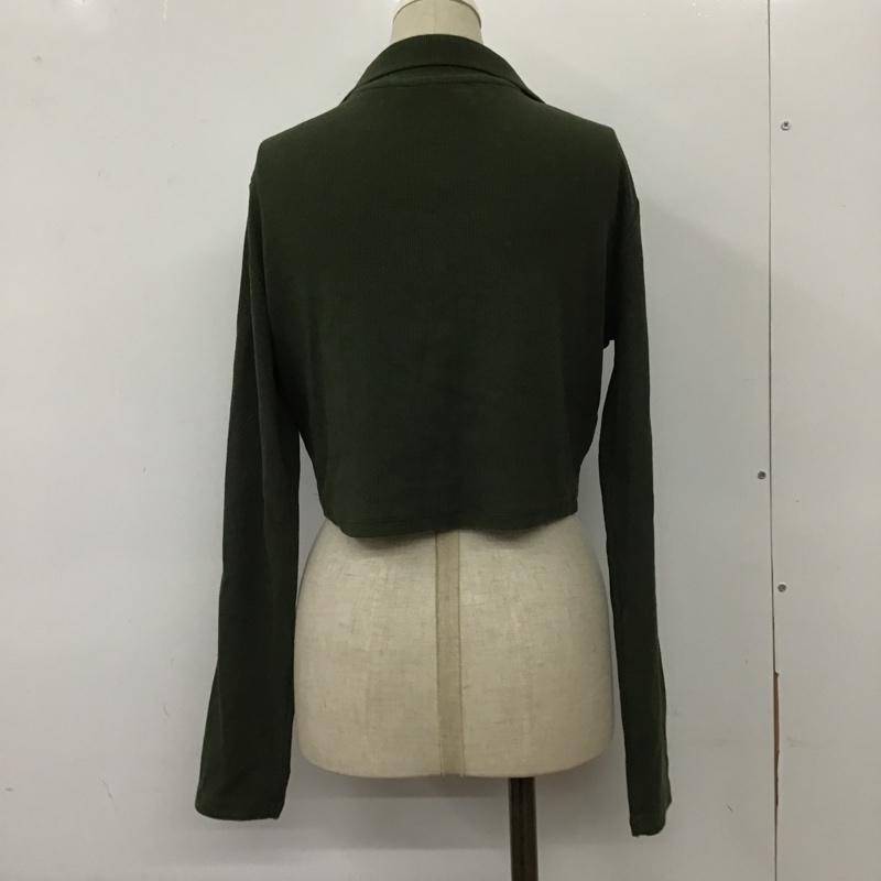 ザラ ZARA カットソー 長袖 長袖カットソー カラーニットカットソー ロングスリーブカットソー L 無地 カーキ / カーキ /  レディース USED 古着 中古 10103013