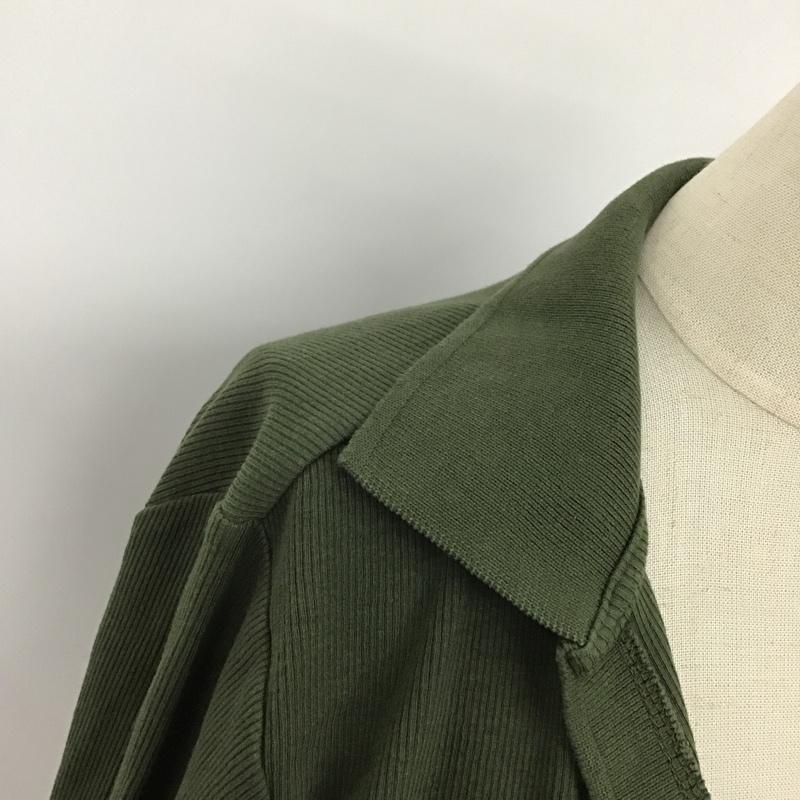 ザラ ZARA カットソー 長袖 長袖カットソー カラーニットカットソー ロングスリーブカットソー L 無地 カーキ / カーキ /  レディース USED 古着 中古 10103013