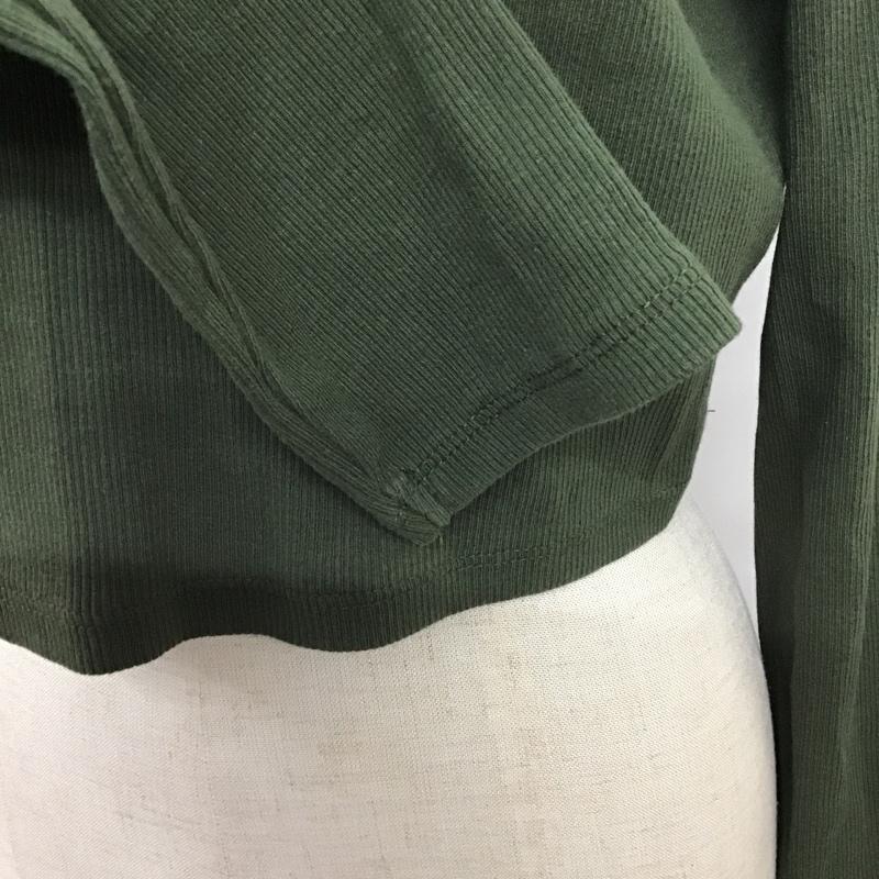 ザラ ZARA カットソー 長袖 長袖カットソー カラーニットカットソー ロングスリーブカットソー L 無地 カーキ / カーキ /  レディース USED 古着 中古 10103013