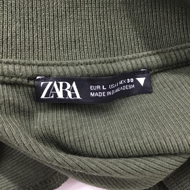 ザラ ZARA カットソー 長袖 長袖カットソー カラーニットカットソー ロングスリーブカットソー L 無地 カーキ / カーキ /  レディース USED 古着 中古 10103013