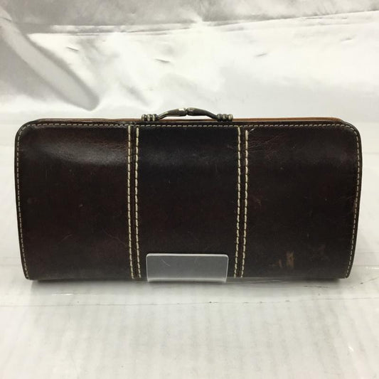 アインソフ AINSOPH 財布 長財布 がま口 レザー ワンポイント ダークブラウン / ダークブラウン /  レディース USED 古着 中古 10103060