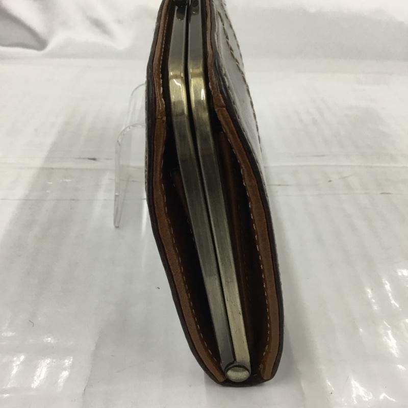 アインソフ AINSOPH 財布 長財布 がま口 レザー ワンポイント ダークブラウン / ダークブラウン /  レディース USED 古着 中古 10103060