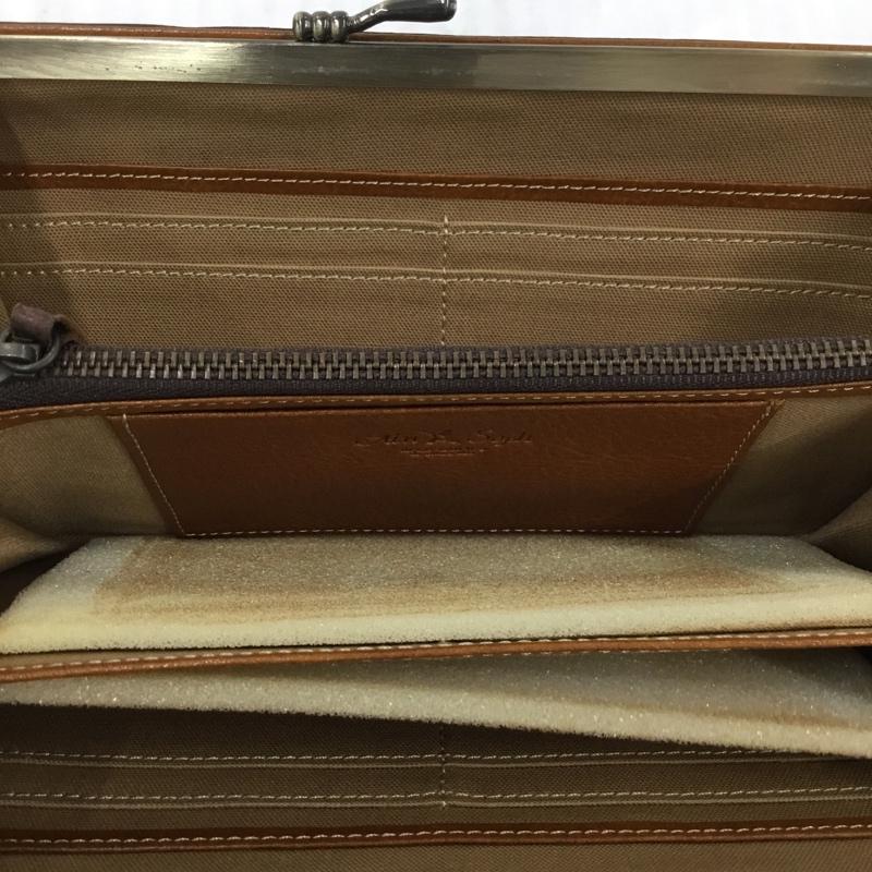 アインソフ AINSOPH 財布 長財布 がま口 レザー ワンポイント ダークブラウン / ダークブラウン /  レディース USED 古着 中古 10103060