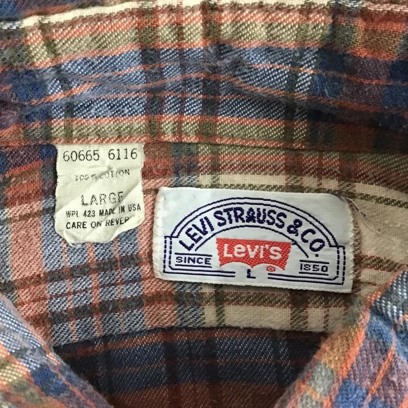 リーバイス Levi's シャツ、ブラウス 長袖 チェックシャツ USA製 80s L チェック マルチカラー / マルチカラー /  メンズ USED 古着 中古 10103119