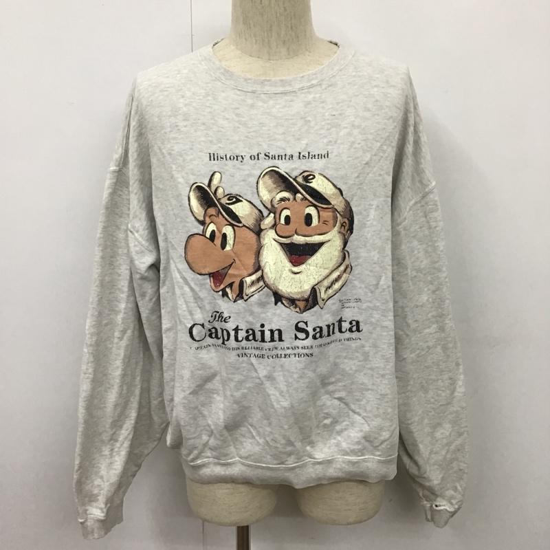 キャプテンサンタ CAPTAINSANTA トレーナー 長袖 長袖トレーナー プリントスウェット クルーネックトレーナー 古着 L プリント 灰 / グレー /  メンズ USED 古着 中古 10103178