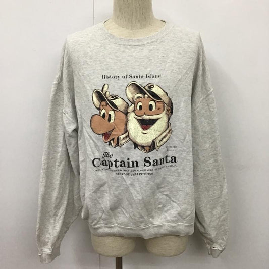 キャプテンサンタ CAPTAINSANTA トレーナー 長袖 長袖トレーナー プリントスウェット クルーネックトレーナー 古着 L プリント 灰 / グレー /  メンズ USED 古着 中古 10103178