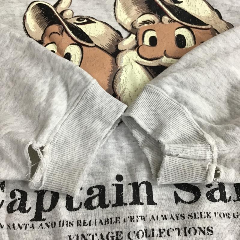 キャプテンサンタ CAPTAINSANTA トレーナー 長袖 長袖トレーナー プリントスウェット クルーネックトレーナー 古着 L プリント 灰 / グレー /  メンズ USED 古着 中古 10103178