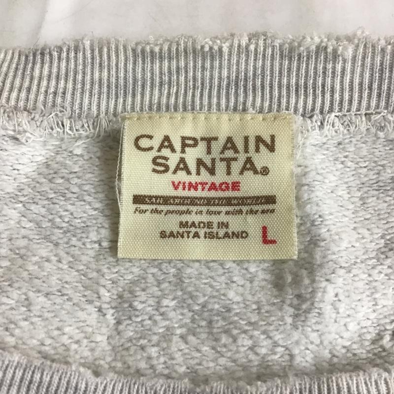 キャプテンサンタ CAPTAINSANTA トレーナー 長袖 長袖トレーナー プリントスウェット クルーネックトレーナー 古着 L プリント 灰 / グレー /  メンズ USED 古着 中古 10103178